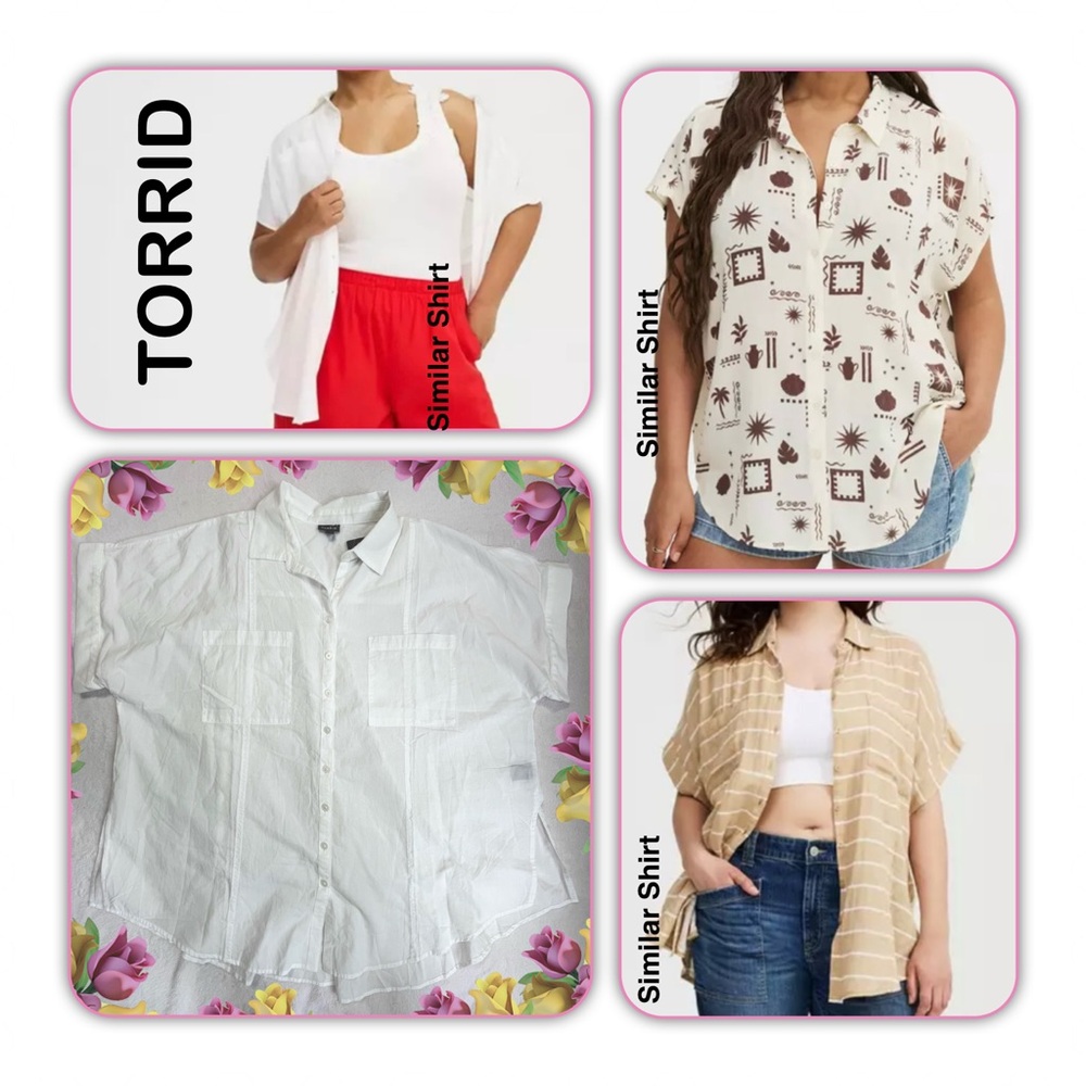 NWT Torrid White 100% Cotton Voile Relaxed Dolman Button Up Tunic Shirt Size 1X
